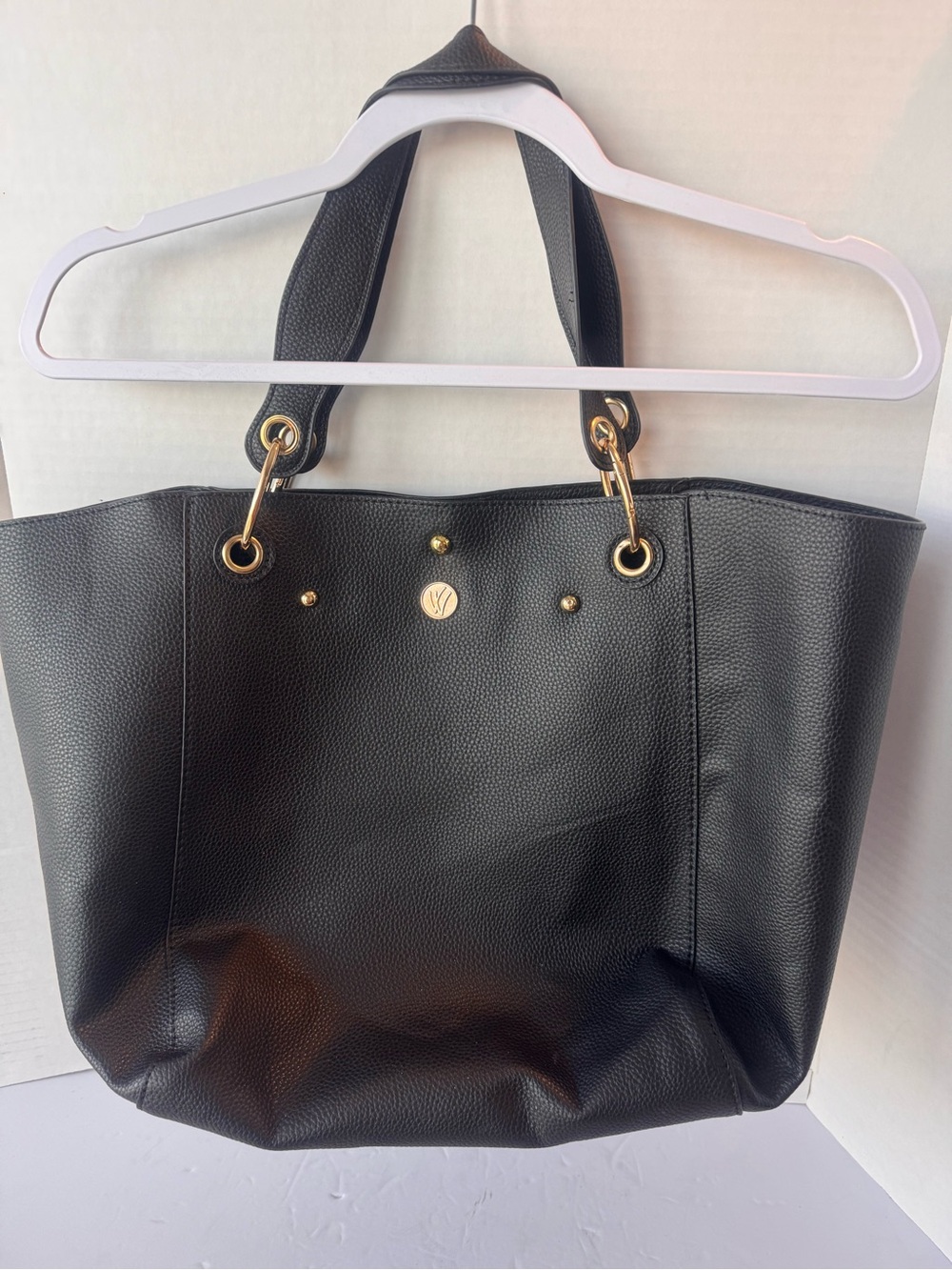 Worthington Black Pebbled Tote Bag Gold Hardware Shoulder Bag